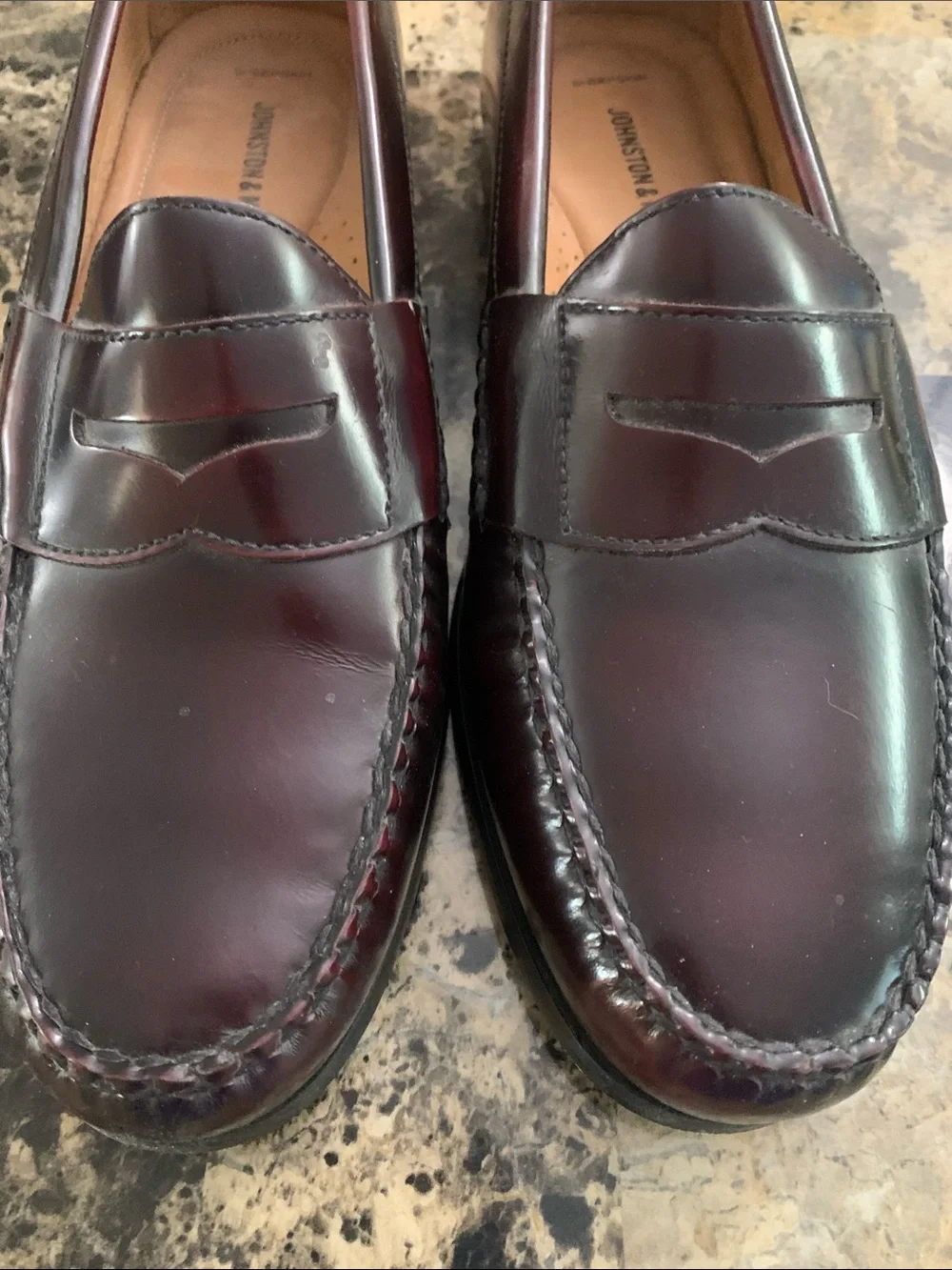 Johnston & Murphy Men's Burgundy Leather Penny Loafers